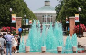 waterfalls on campus