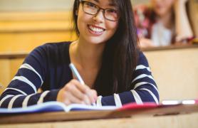 Student happy to be back in class
