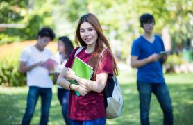 Student Outside With Books