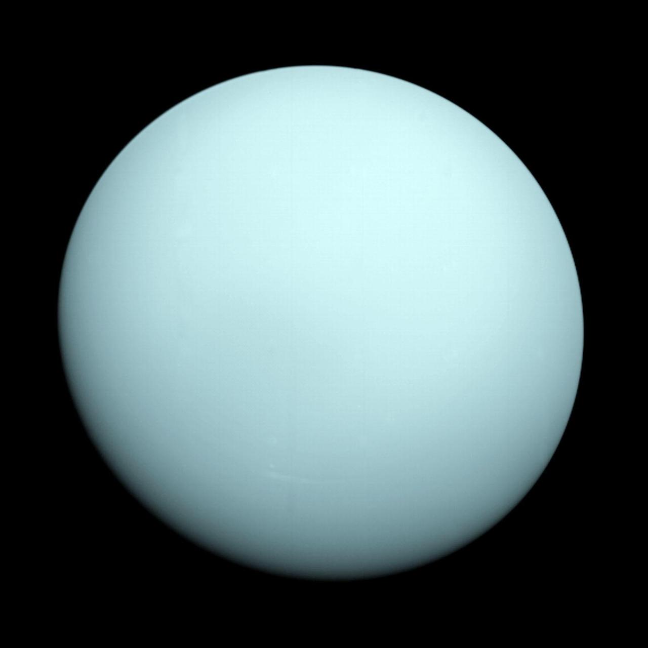 PLANET URANUS WITH ITS GREEN SMOOTH ATMOSPHERE FROM SPACE